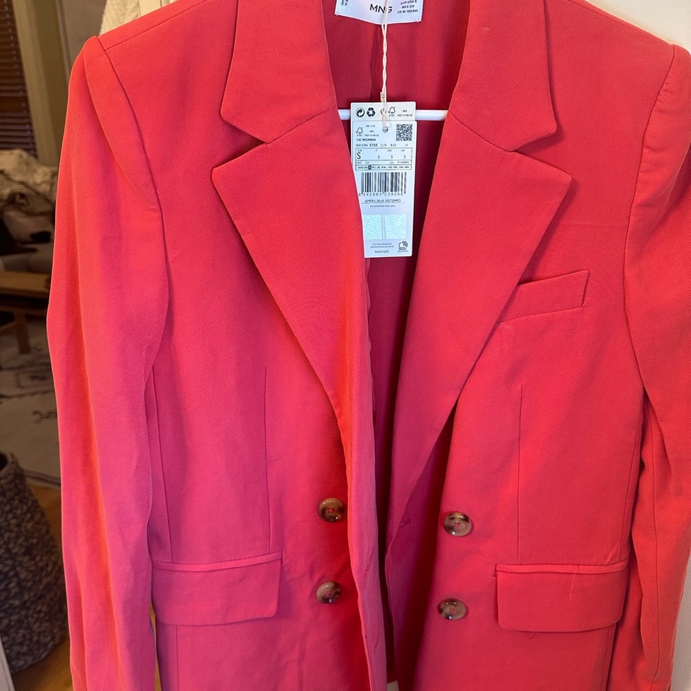 Mango Bright Red Blazer NWT